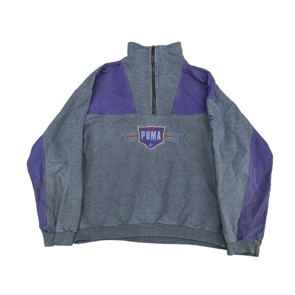 VINTAGE 1998 Puma Windbreaker XL Y2K Gray/Purple - Picture 3 of 7